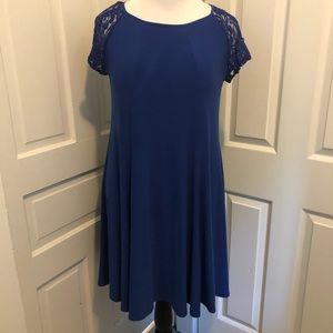 Julian Taylor Fit & Flair Dress w/ lace sleeves